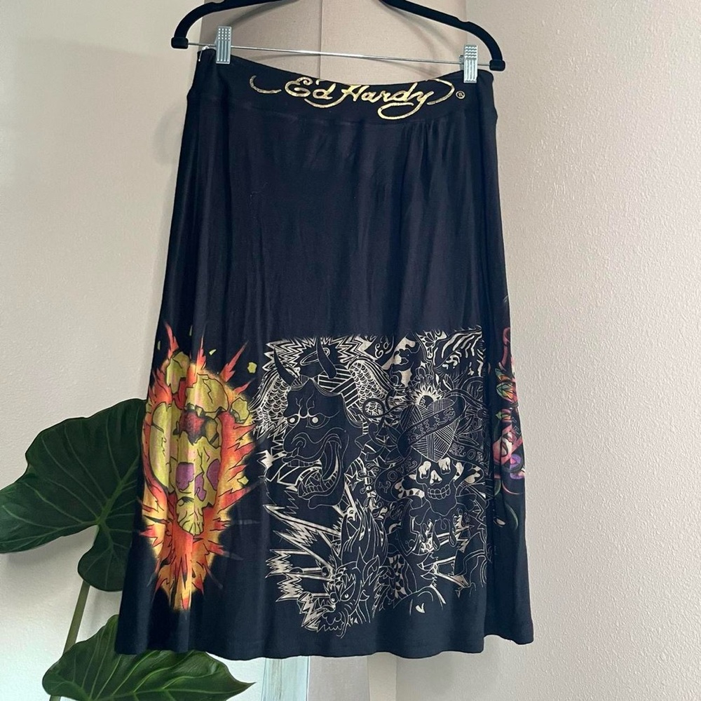 Ed Hardy Black Graphic Women's Skirt